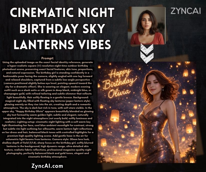 Cinematic Night Birthday Sky Lanterns Vibes - Birthday Photo Generation