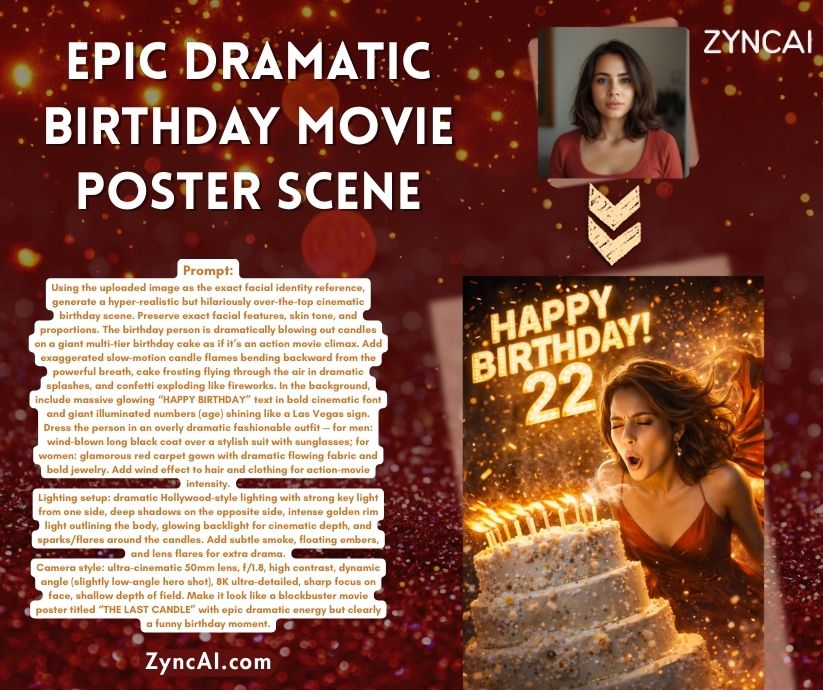EPIC DRAMATIC BIRTHDAY MOVIE POSTER SCENE - Birthday Photo Generation