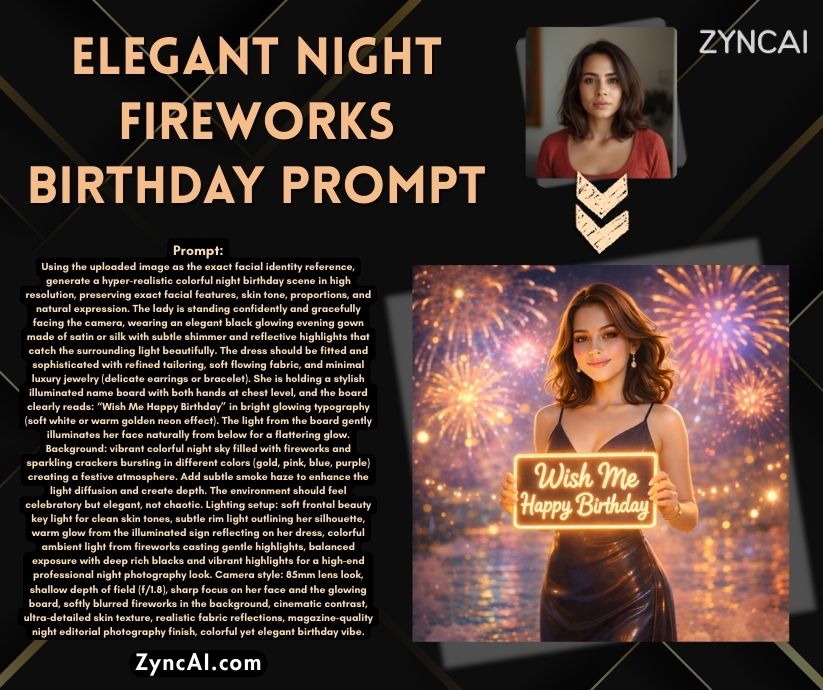 Elegant Night Fireworks - Birthday Photo Generation