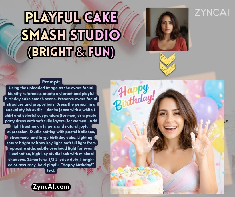 Playful Cake Smash Studio (Bright & Fun) - Birthday Photo Generation