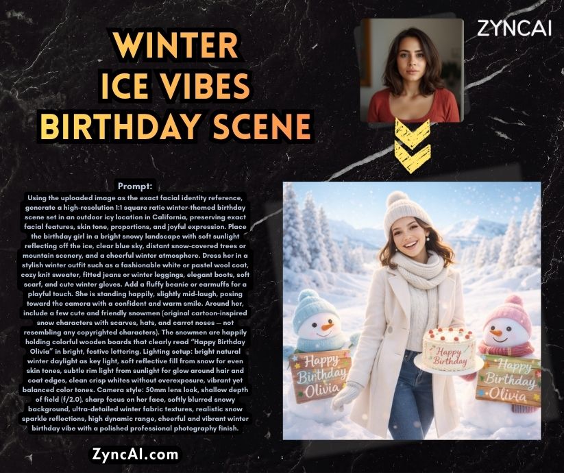 Winter Ice Vibes Birthday Scene - Birthday Photo Generation