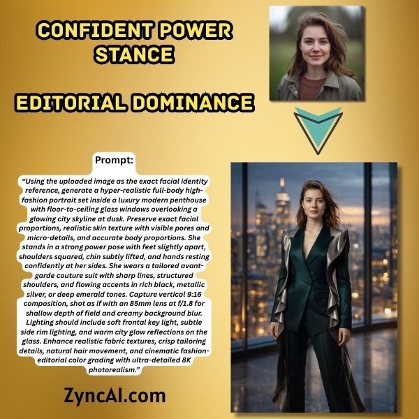 Prompt - Confident Power Stance (Editorial Dominance)