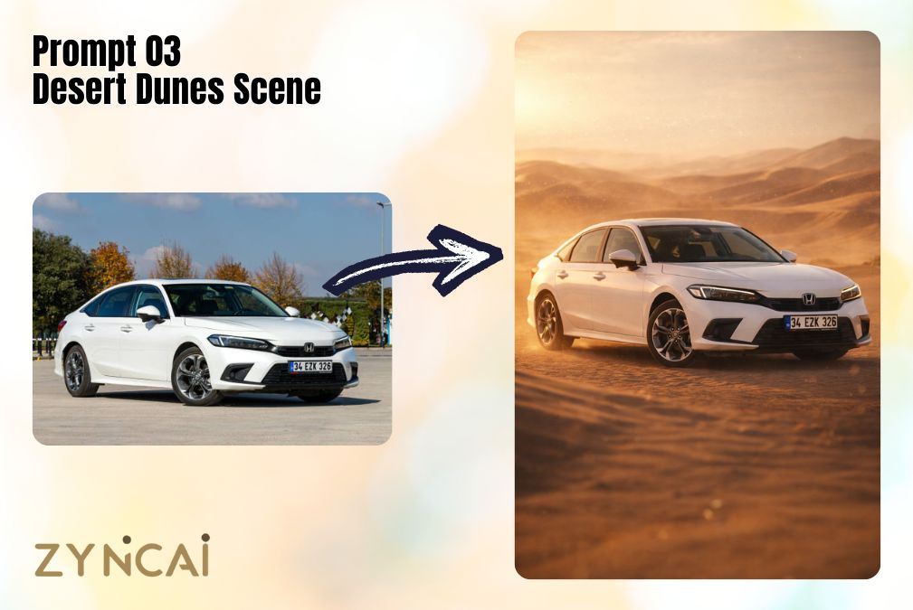 Vehicle Photography Edit Prompt 03 - Desert Dunes Scene