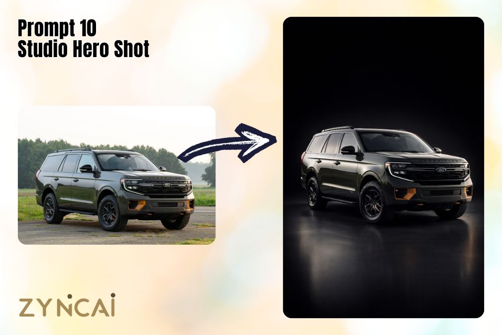 Vehicle Photography Edit Prompt 10 - Studio Hero Shot