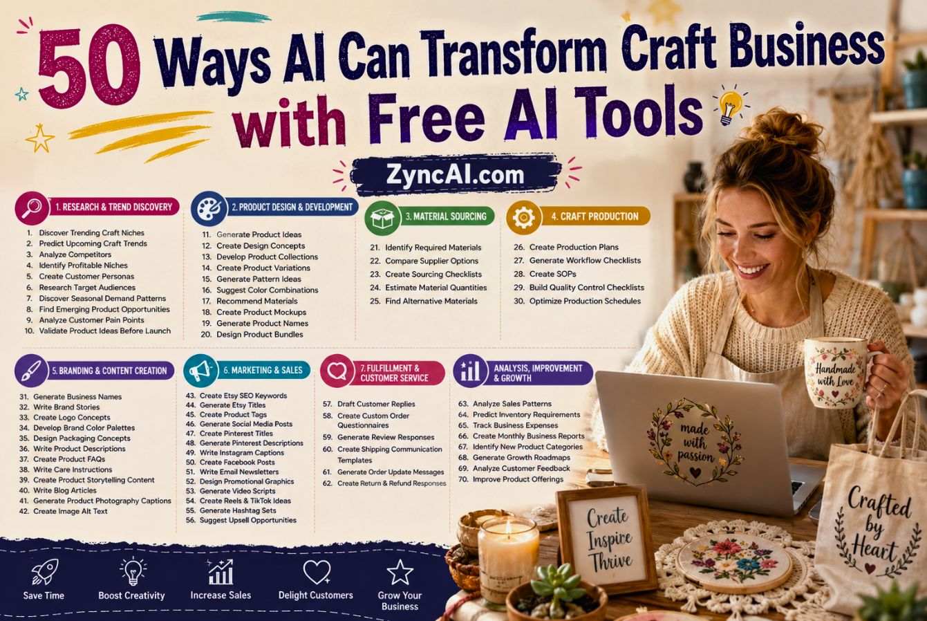 50 Ways AI Can Transform Craft Business with Free AI Tools